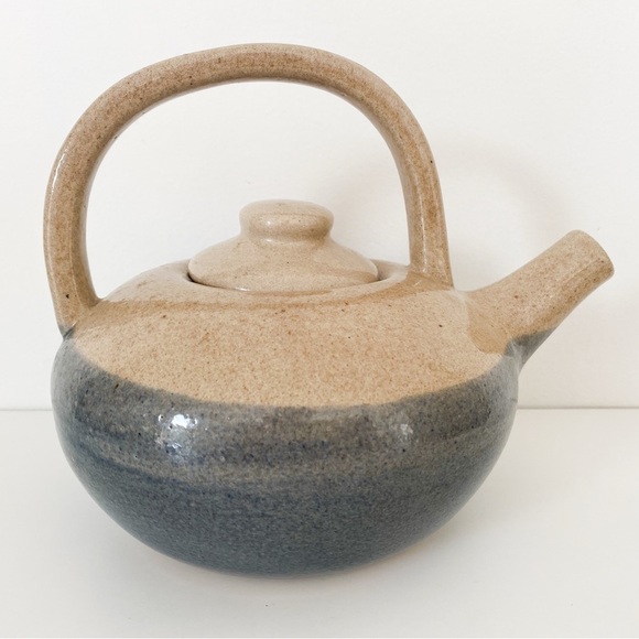 Handmade Pottery Teapot – Rustic Glazed Stoneware Ceramic, Beige and Grey - Picture 7 of 11